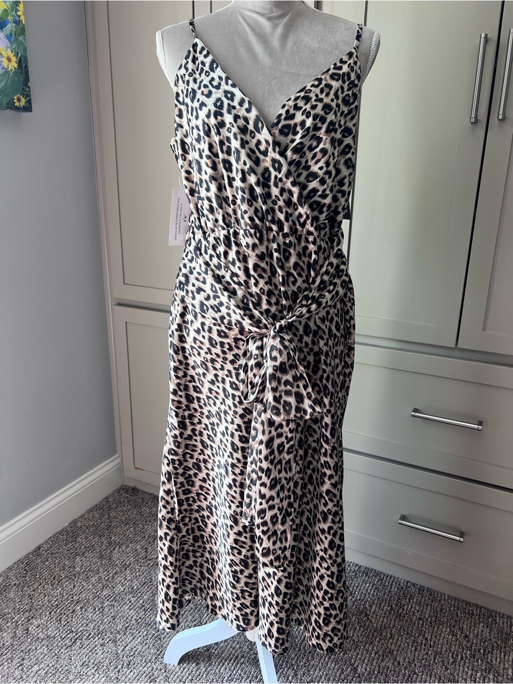 AX Paris Women’s Leopard Print Maxi Dress - Beige/Black - Size 14 - New with Tag